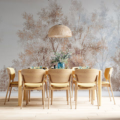 Custom Soft Autumn Trees in Pastel Tones Wall Mural Wallpaper