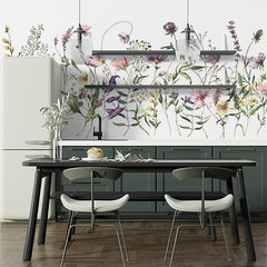 Custom Watercolor Wildflower Wall Mural - Delicate Field Flowers in Bloom Wallpaper