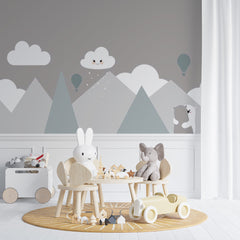 Custom Kids Wall Murals Scandinavian Mountains Simple Design Nursery Wallpaper for Kids