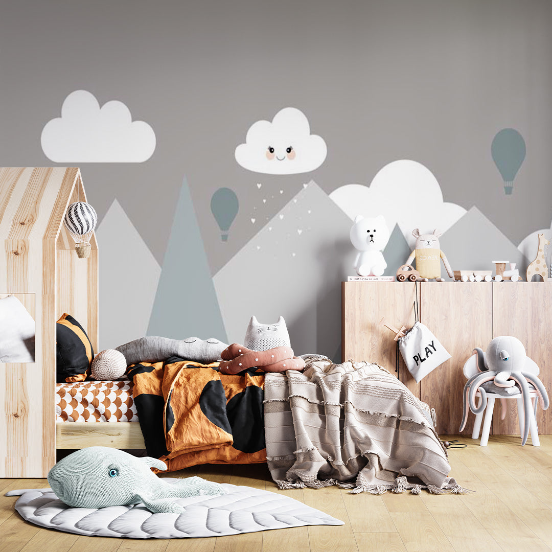 Kids Wall Murals Scandinavian Mountains Simple Design Nursery Wallpaper for Kids