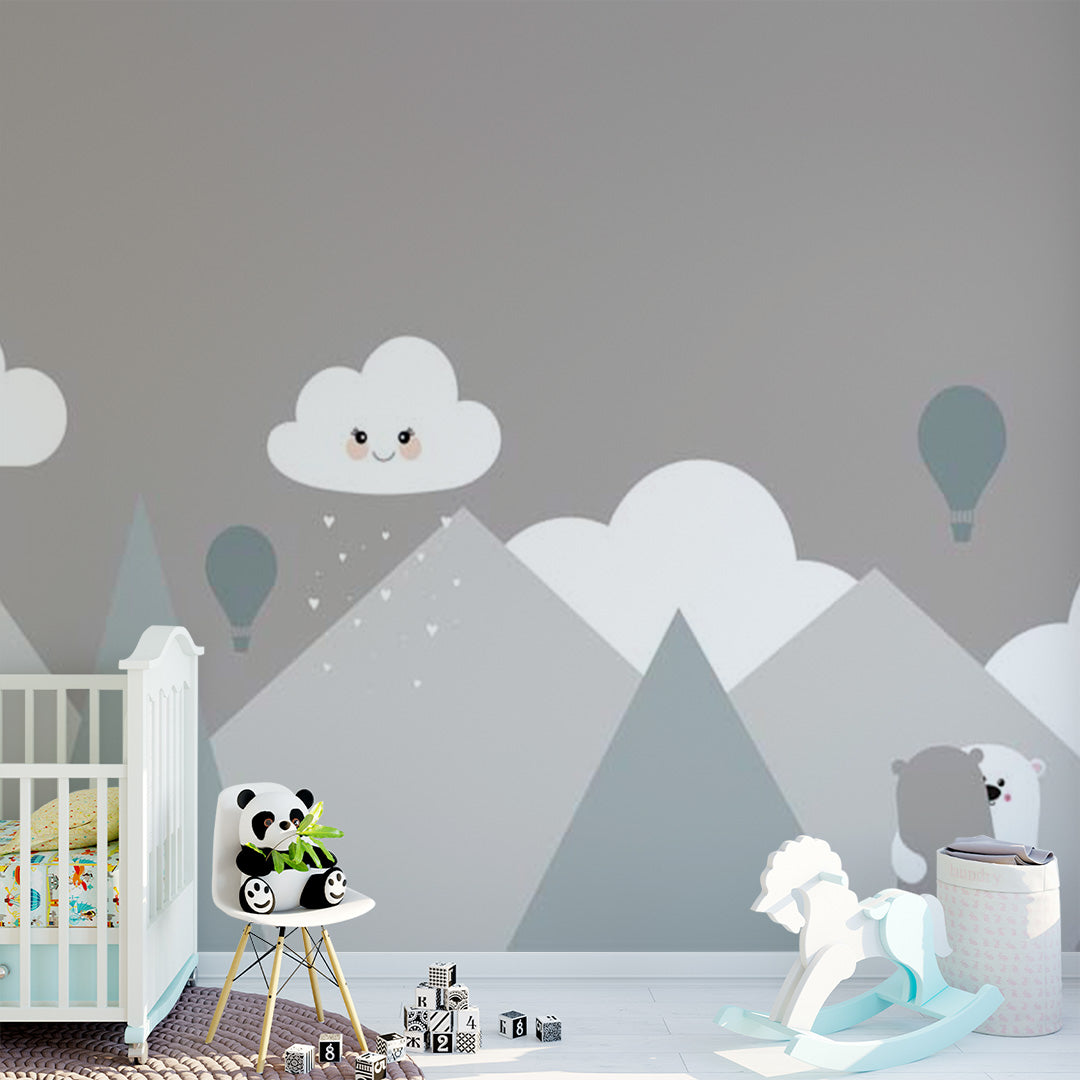 Custom Kids Wall Murals Scandinavian Mountains Simple Design Nursery Wallpaper for Kids