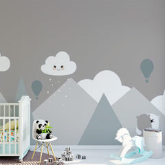 Custom Kids Wall Murals Scandinavian Mountains Simple Design Nursery Wallpaper for Kids