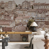 Medieval Architecture Red Tiled Rooftop Panorama Wall Mural  Wallpaper