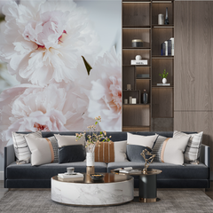 Custom White Peony Floral Wallpaper Elegant Floral Wall Mural Decor