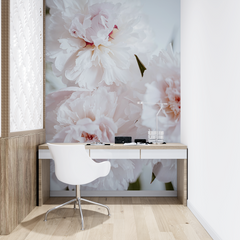 Custom White Peony Floral Wallpaper Elegant Floral Wall Mural Decor