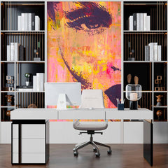 Custom Woman`s Face Close-Up Modern Wall Mural Warm Colors Wallpaper