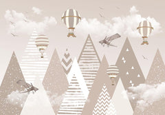 Custom Kids Wall Murals Beige Scandinavian Mountains Wallpaper for Kids