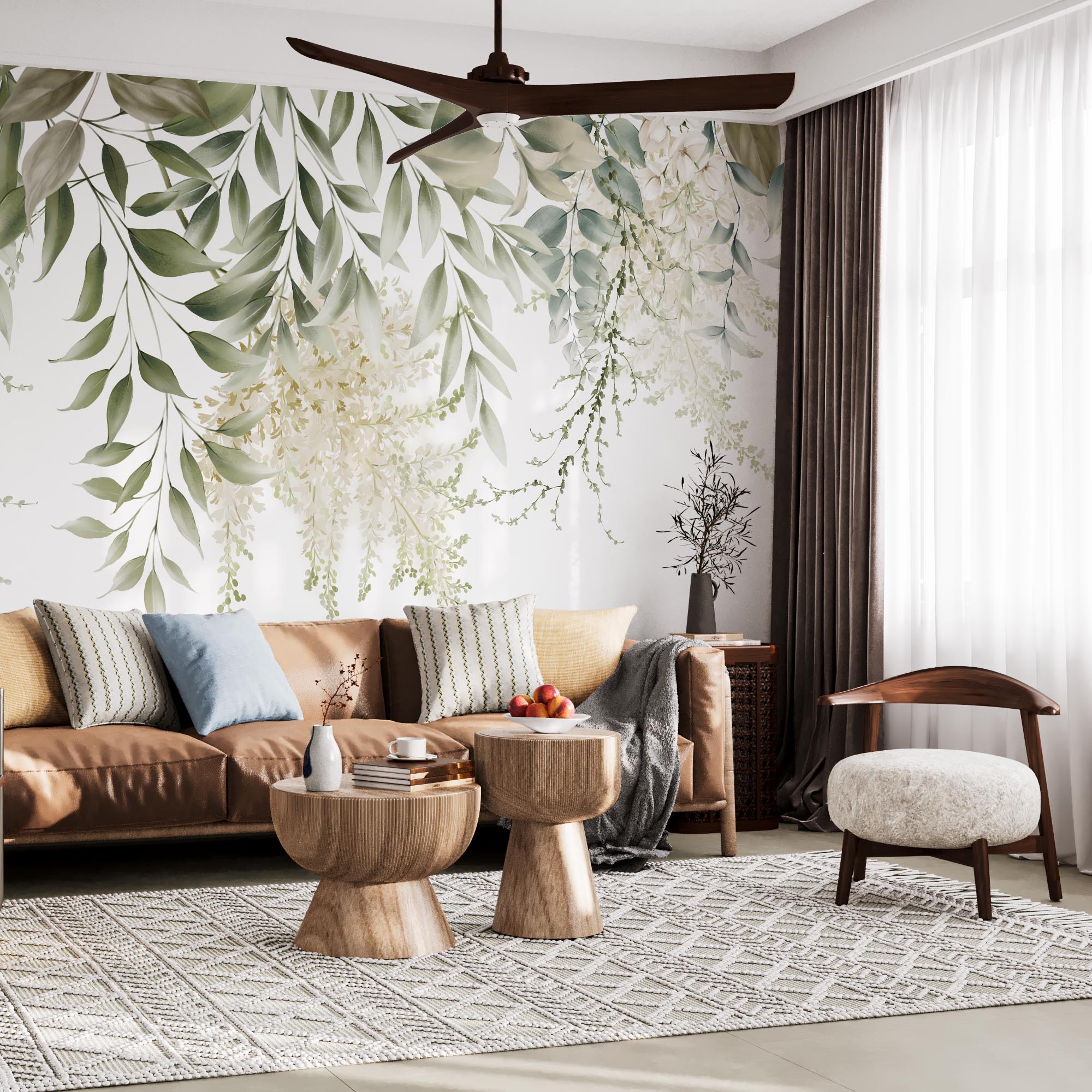 Natural Green Foliage Mural