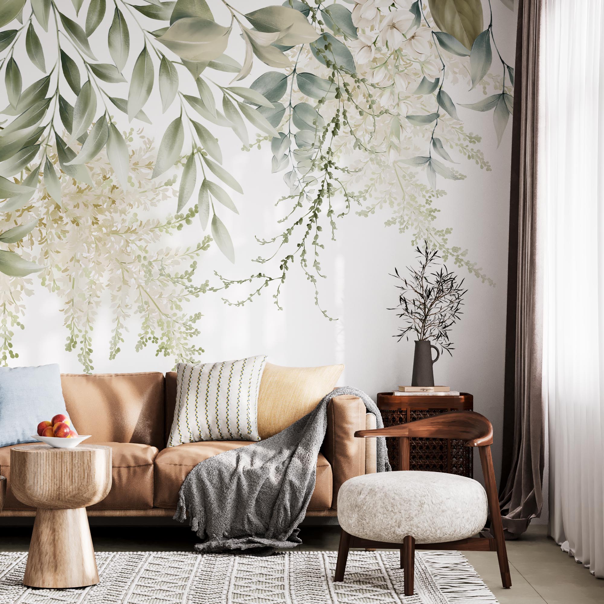 Natural Green Foliage Mural