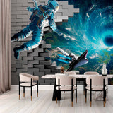 3D Astronaut Wall Mural Wallpaper - Breaking Through to a Cosmic Vortex Adventure