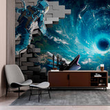 3D Astronaut Wall Mural Wallpaper - Breaking Through to a Cosmic Vortex Adventure