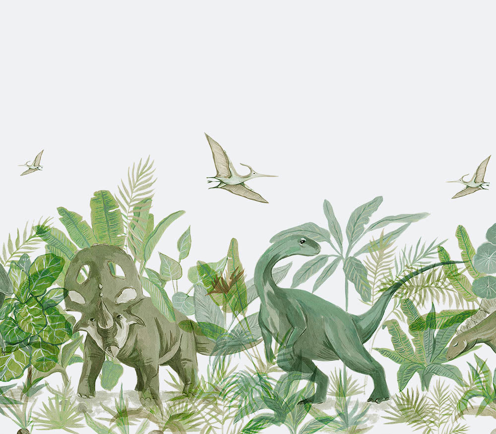 Kids Wall Mural Dinosaur Jurassic World Tropical Nursery Wallpaper