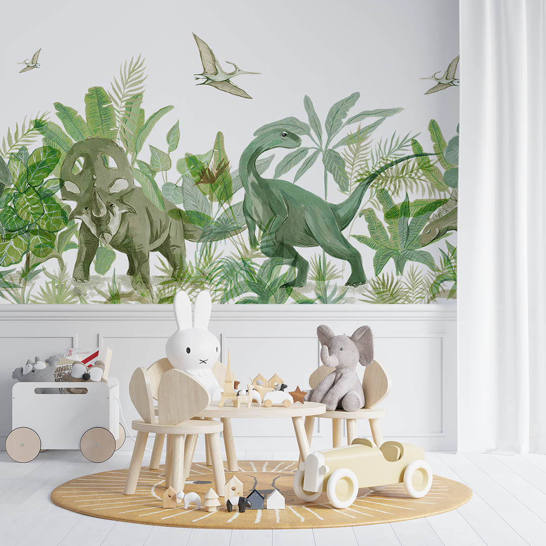 Custom Kids Wall Mural Dinosaurs Jurassic World Wallpaper for Kids