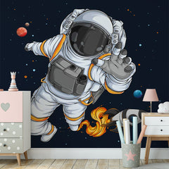 Custom Kids Wall Murals Astronaut Open Space Black Wallpaper for Kids