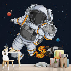 Custom Kids Wall Murals Astronaut Open Space Black Wallpaper for Kids