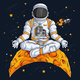 Kids Wall Murals Meditating Astronaut Open Space Black Wallpaper for Kids