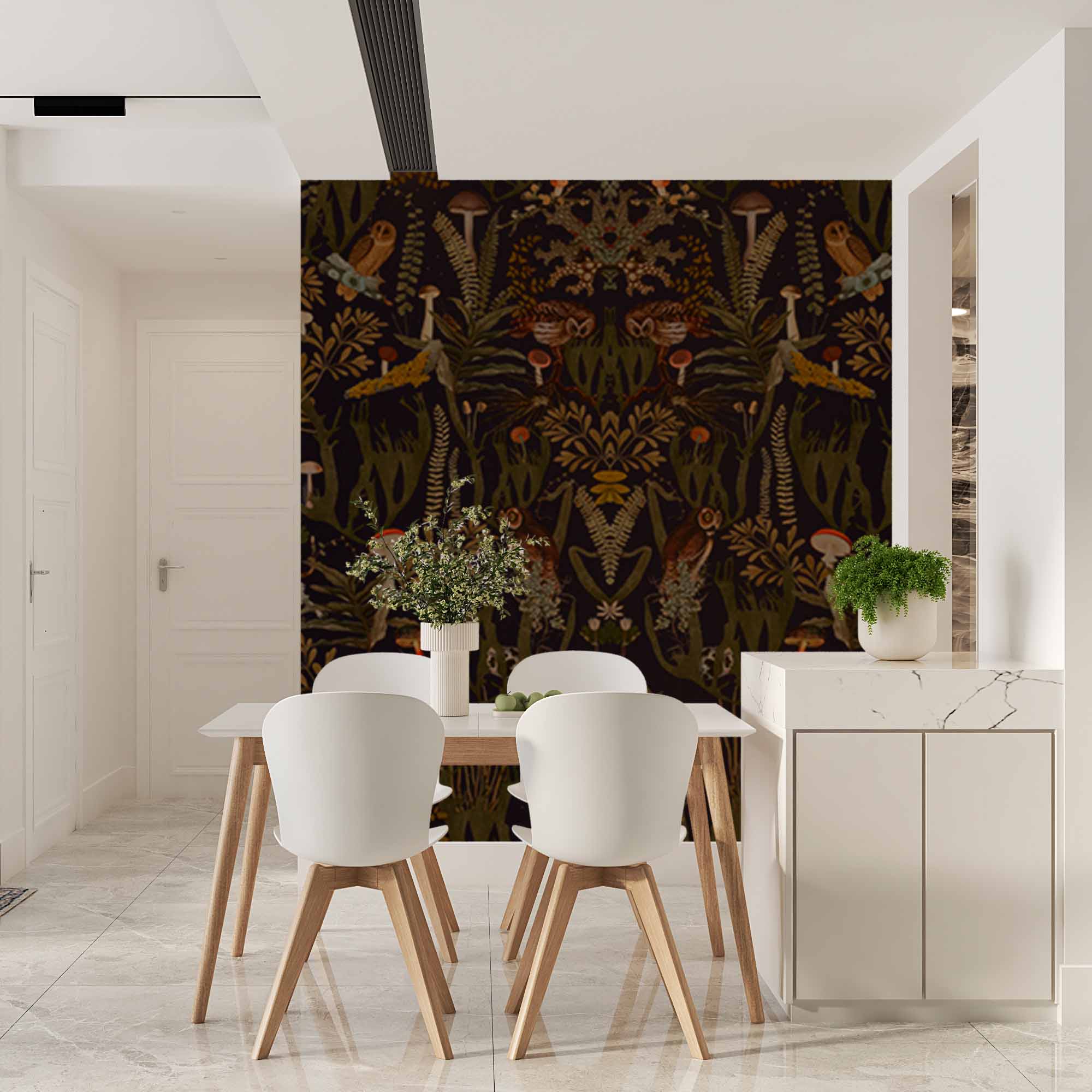 Dark Forest Flora and Fauna Wallpaper Mural