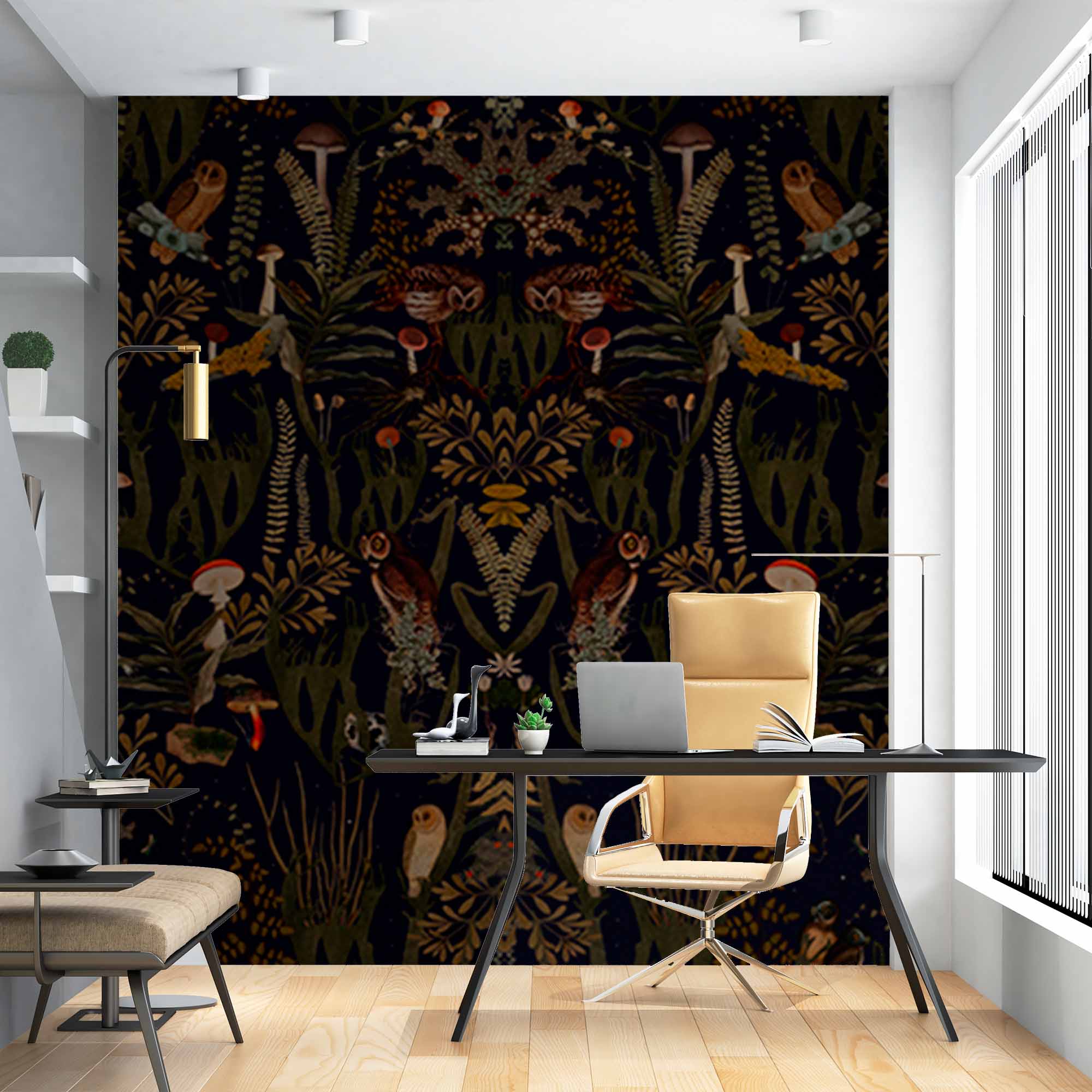 Dark Forest Flora and Fauna Wallpaper Mural