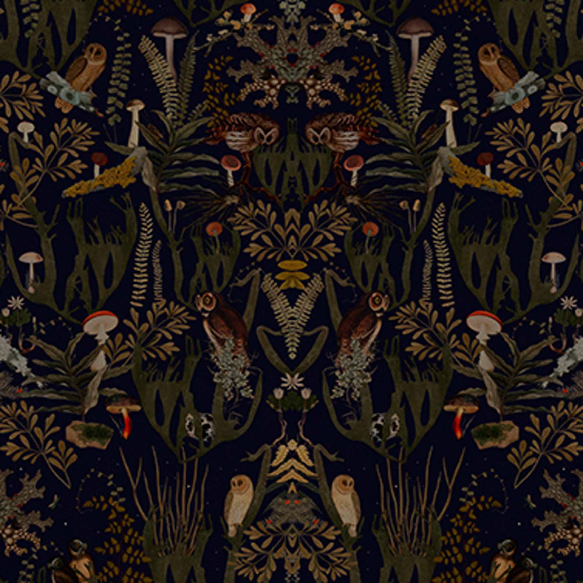 Dark Forest Flora and Fauna Wallpaper Mural