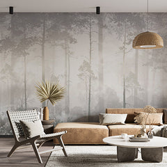 Custom Ethereal Misty Forest with Wildflowers Wall Mural Wallpaper