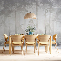 Custom Ethereal Misty Forest with Wildflowers Wall Mural Wallpaper