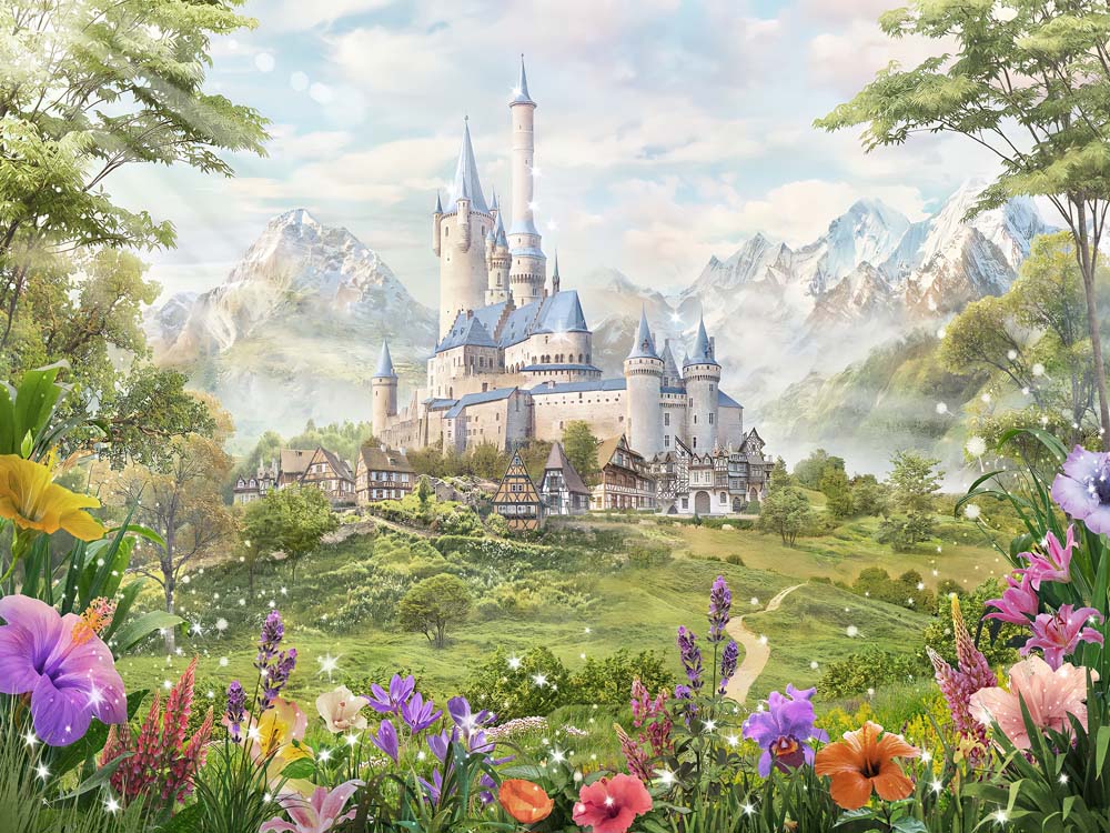 Papier peint de chambre de bébé – Château enchanté de montagne