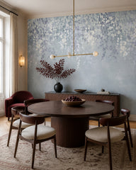 Wisteria wallpaper in a refined dining area.