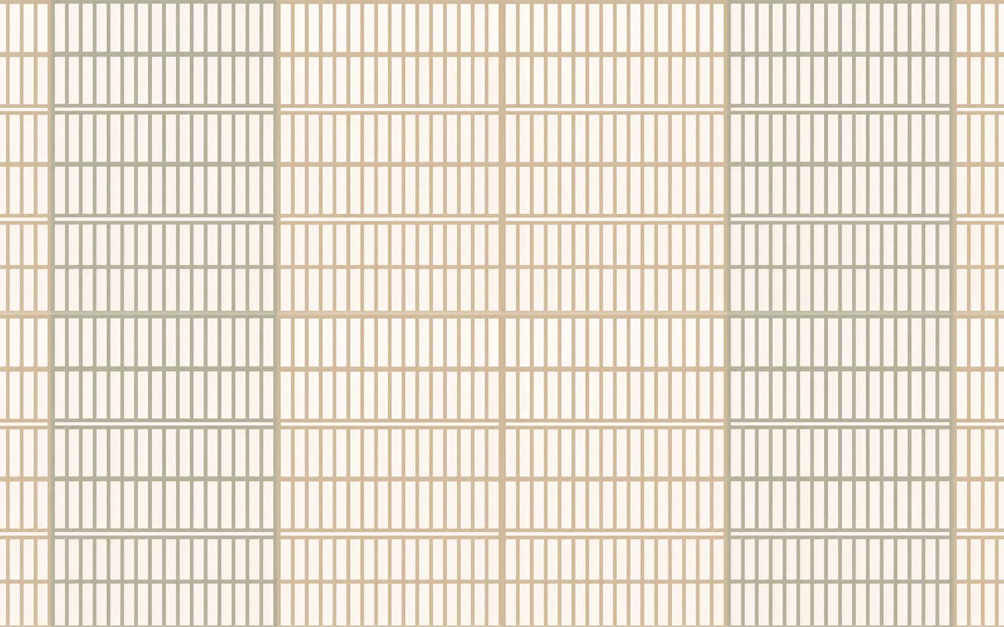 Cream and beige wallpaper with a grid of fine vertical ribbed lines resembling stacked tiles.
