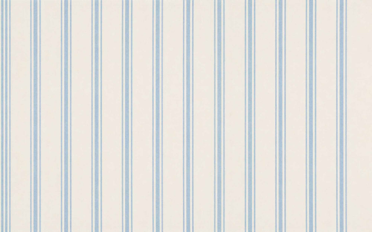Blauw en crème gestreept behang – matrasstreep fotobehang