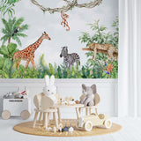 Kids Wall Mural Safari Animals Wall Art Jungle Wallpaper for Kids Room