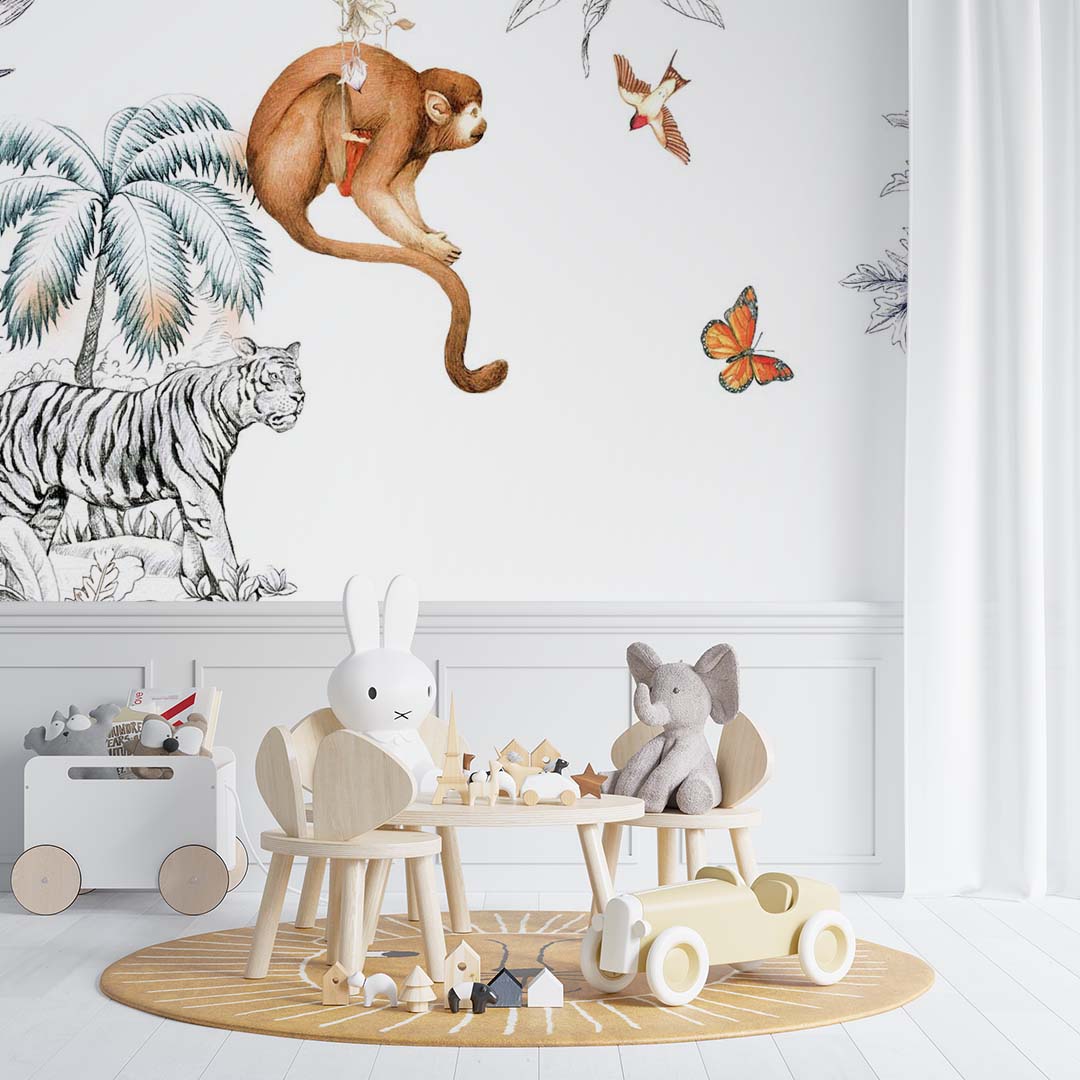 Kids Wall Mural Cute Monkey Wallpaper for Kids Room