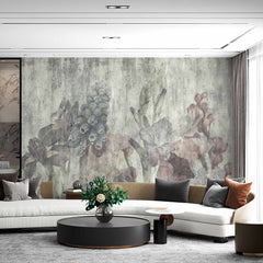 Custom Vintage Floral Wallpaper Mural - Textured Botanical Design