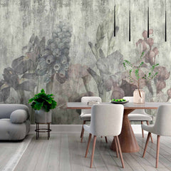 Custom Vintage Floral Wallpaper Mural - Textured Botanical Design