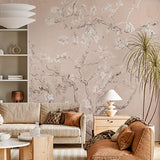 Blush Pink Almond Blossom Wall Mural Spring Branch Wallpaper