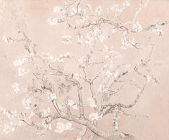 Custom Blush Pink Almond Blossom Wall Mural Spring Branch Wallpaper