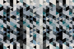 Custom Modern Abstract Geometric Triangle Wall Mural Wallpaper - Textured Blue, Black, and Grey Design