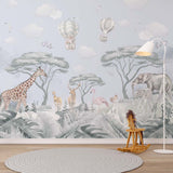 Kids Wall Mural Safari Animals Tropical Design Wallpaper for Kids