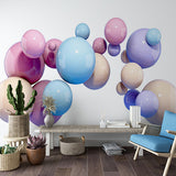 Pastel 3D Bubble Wall Mural Wallpaper - Glossy Spheres Floating Design