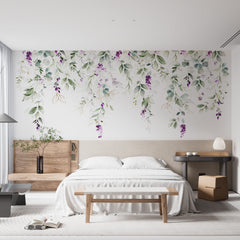 Custom Delicate Green and Purple Floral Wall Art
