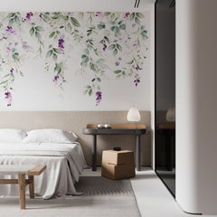 Custom Delicate Green and Purple Floral Wall Art