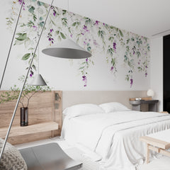 Custom Delicate Green and Purple Floral Wall Art