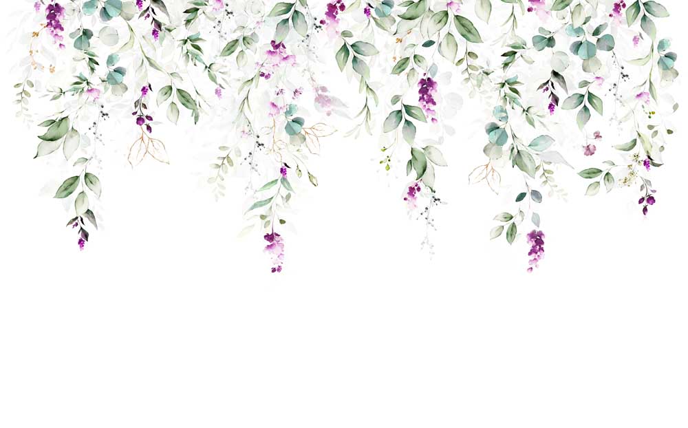 Delicate Green and Purple Floral Wall Art