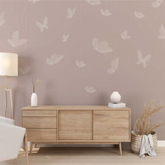 Custom Animals Wall Mural Butterfly Beige Wallpaper