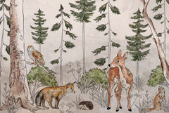 Custom Kids Wall Mural Woodland Animal Fox Deer Owl Wallpaper for Kids  Room