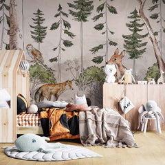 Custom Kids Wall Mural Woodland Animal Fox Deer Owl Wallpaper for Kids  Room