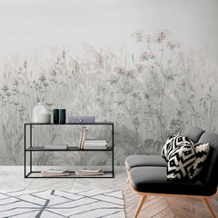 Custom Delicate Wildflowers in the Breeze Wallpaper Mural