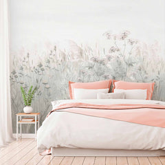 Custom Delicate Wildflowers in the Breeze Wallpaper Mural