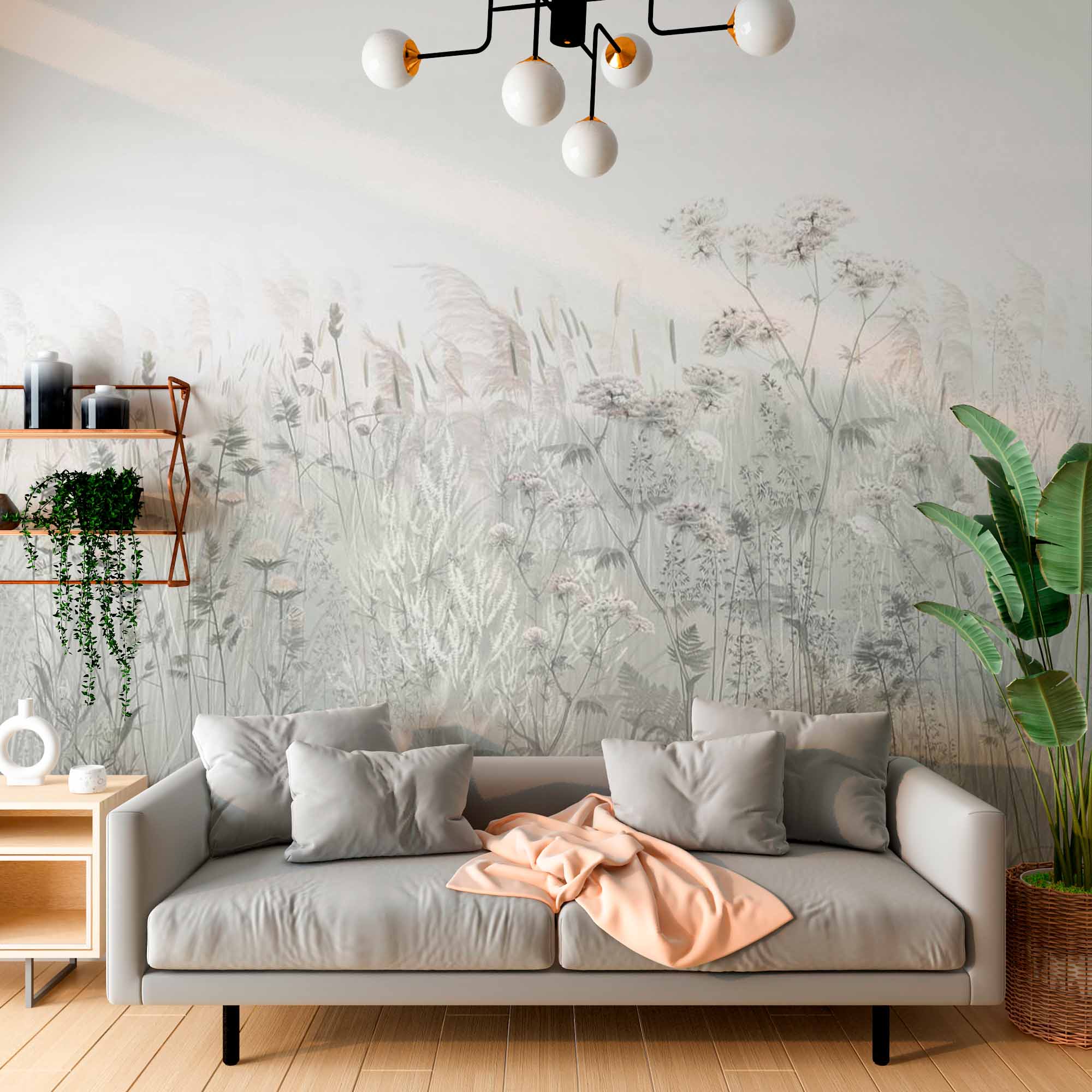 Delicate Wildflowers in the Breeze Wallpaper Mural