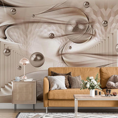 Custom Abstract Wall Mural Metallic Balls Dynamic Wallpaper