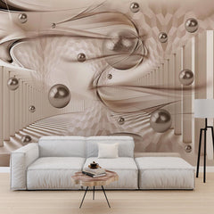 Custom Abstract Wall Mural Metallic Balls Dynamic Wallpaper